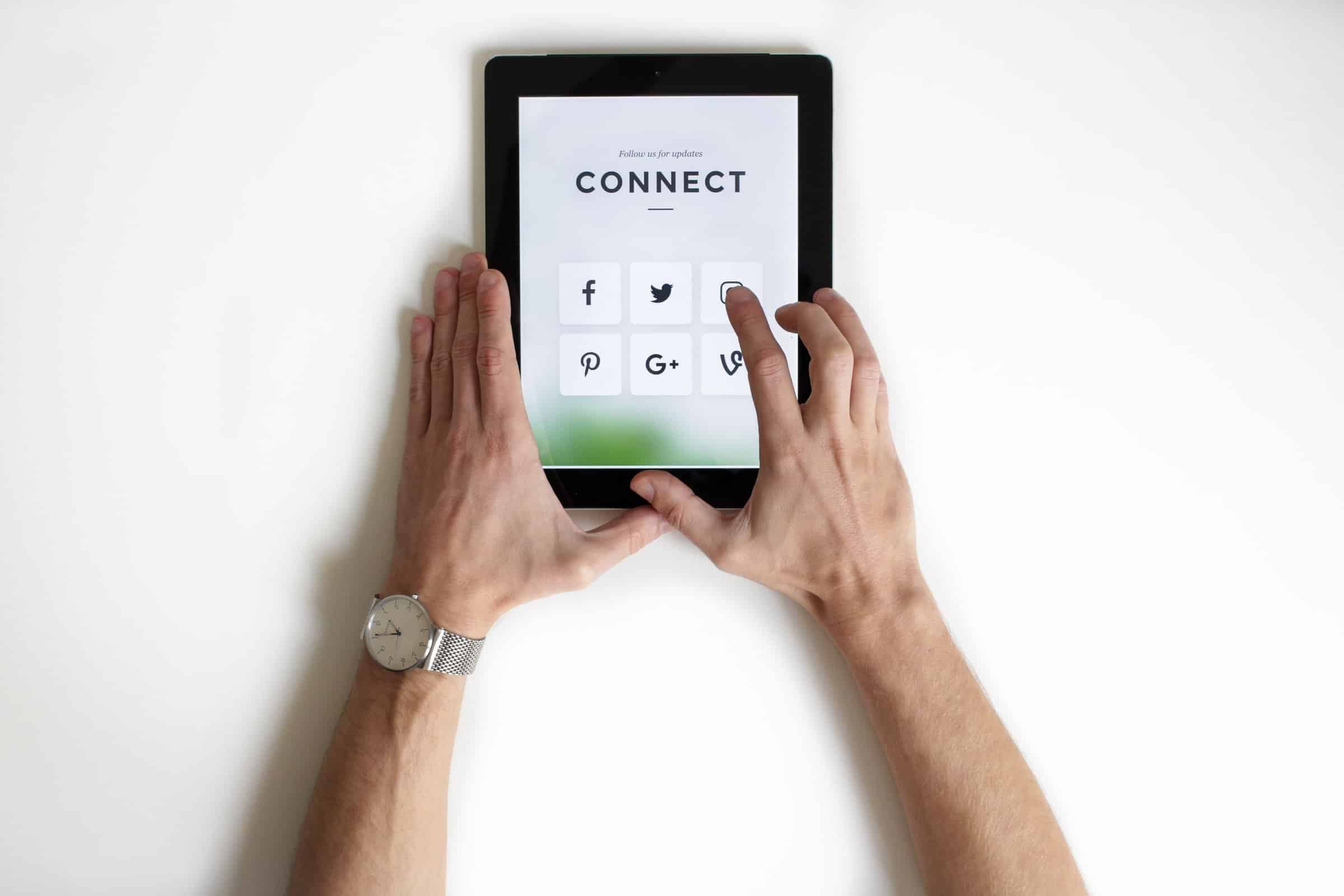 Social media icons on tablet
