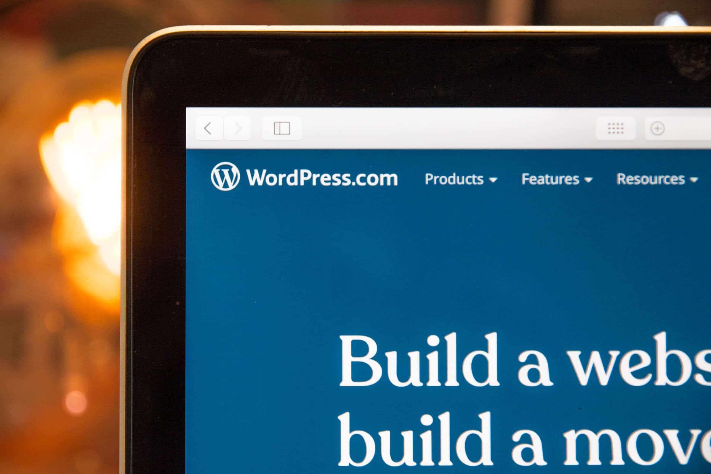 WordPress landing page on laptop