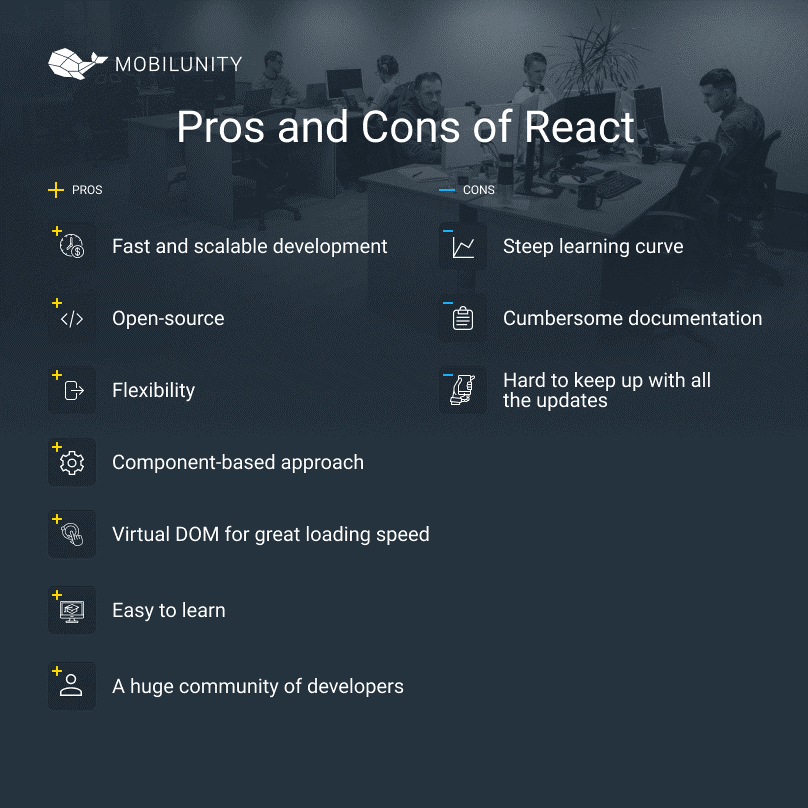 Pros and cons of React