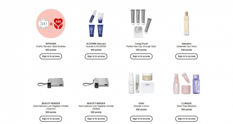 Sephora five hundred points rewards