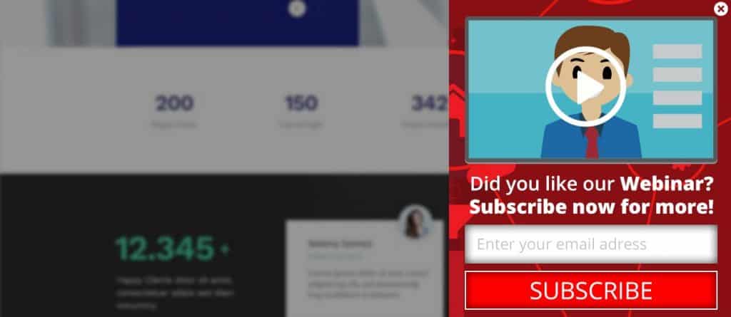Webinars popup in WordPress