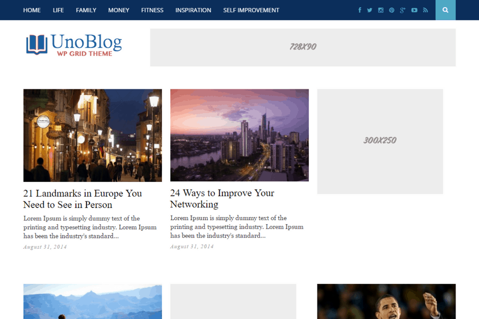 UnoBlog WordPress theme