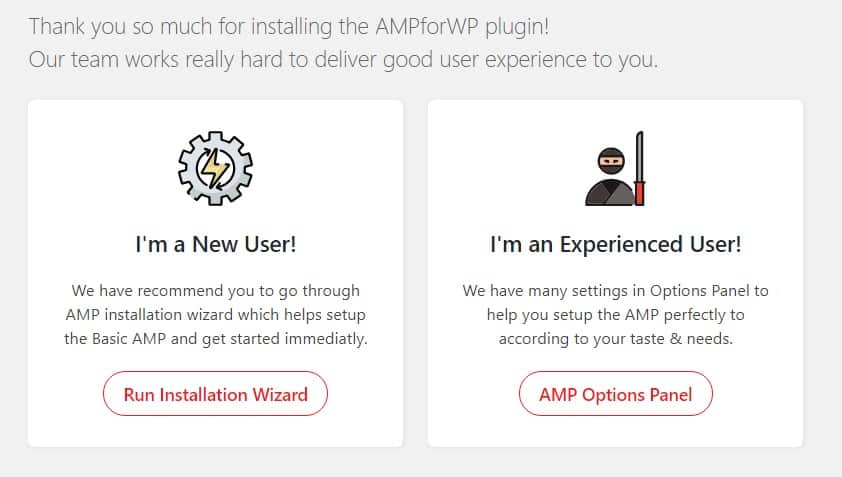 AMP for WP - Installation Wizard