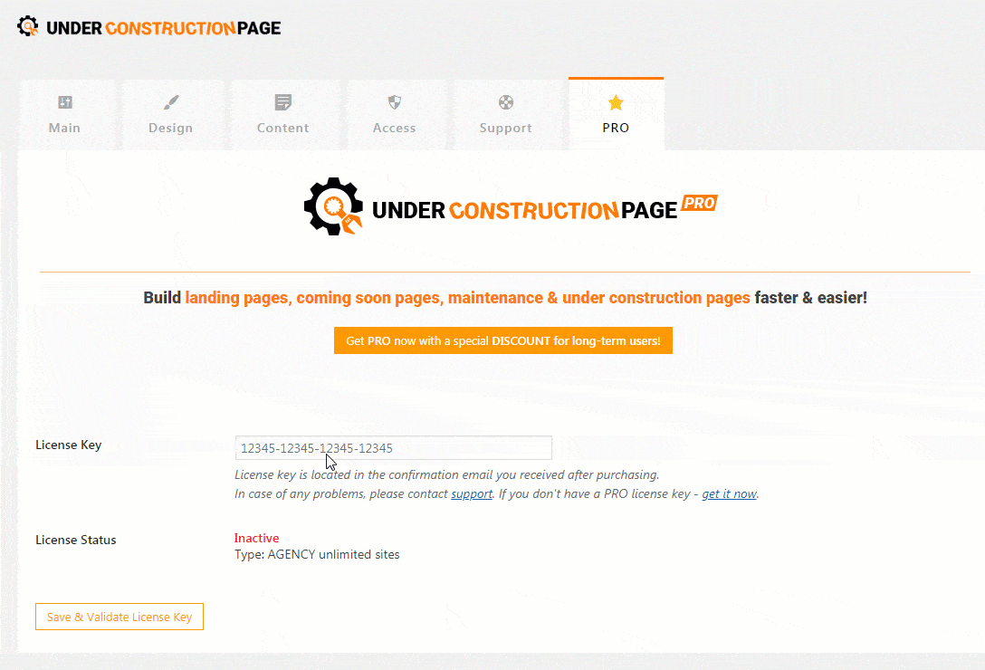 Update UnderConstructionPage plugin to PRO