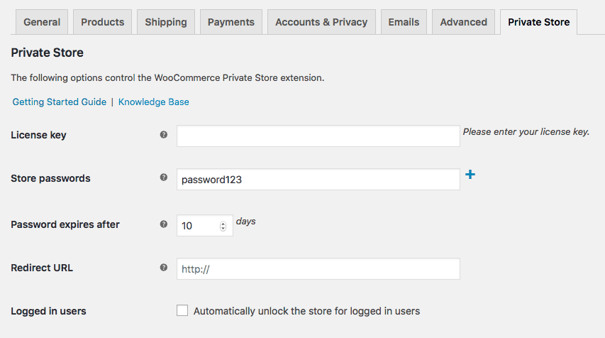 WooCommerce Private Store Setting Panel