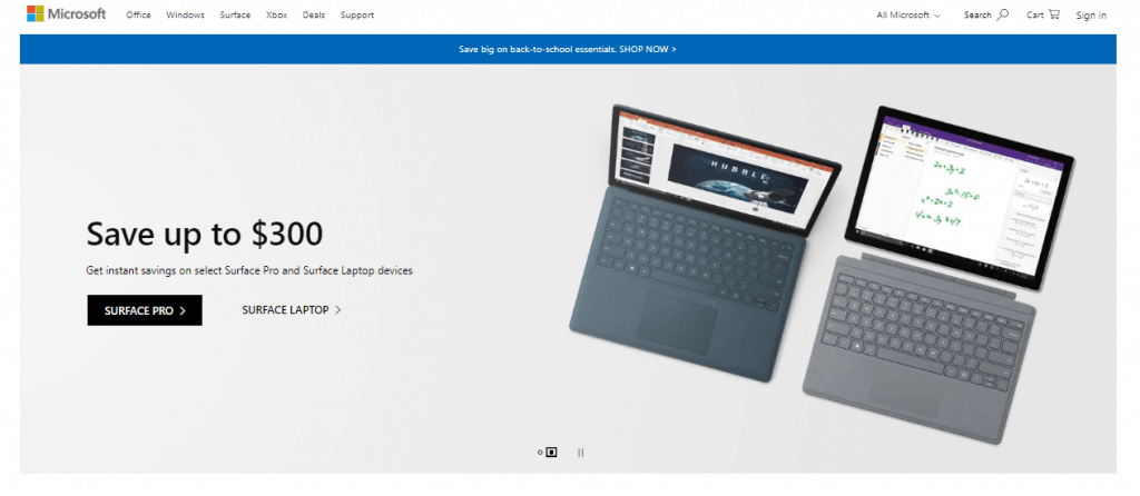 Microsoft Landing Page