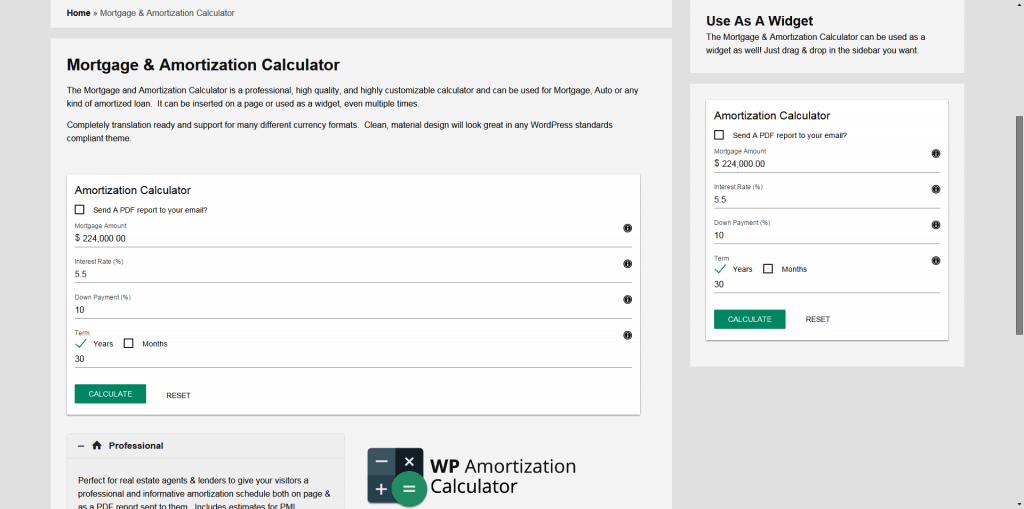 WP Amortization Calculator