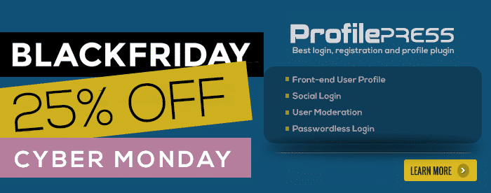 ProfilePress Black Friday & Cyber Monday deal
