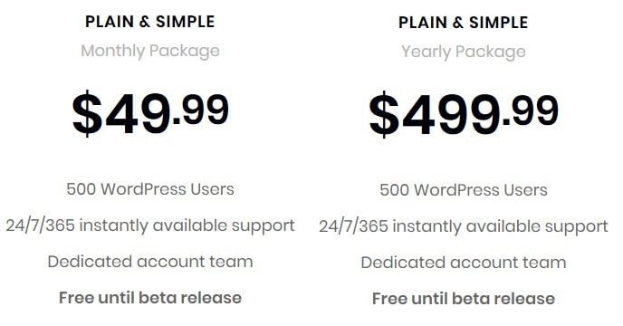 Monthly and annual pricing