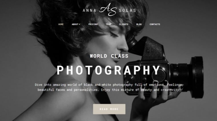 Anna Solas Photographers Portfolio Website Template