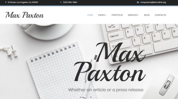 Max Paxton Freelance Writer Website Template
