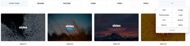 Choose from a vast array of slides comprised in easy to use categories