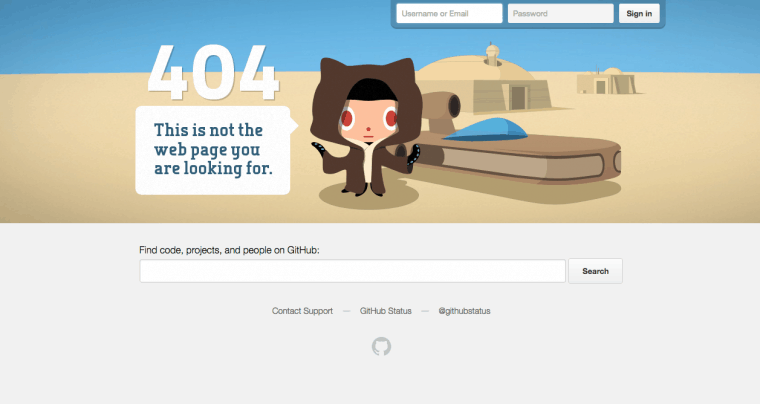 404 page from GitHub