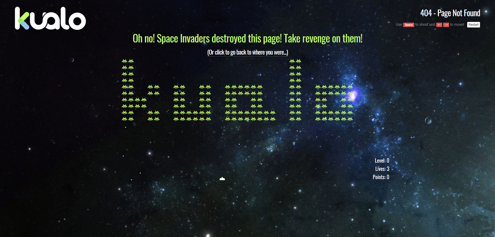 Kualo interactive 404 page