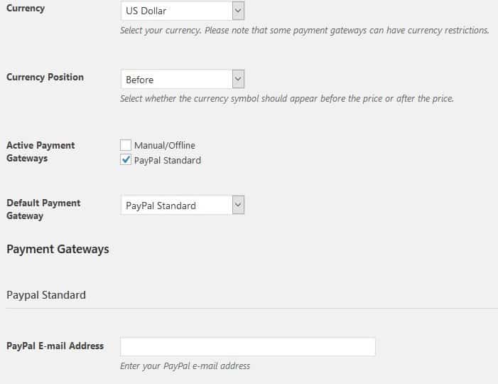 The default payment option is PayPal
