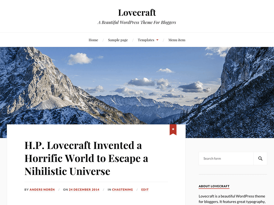 Lovecraft WordPress theme