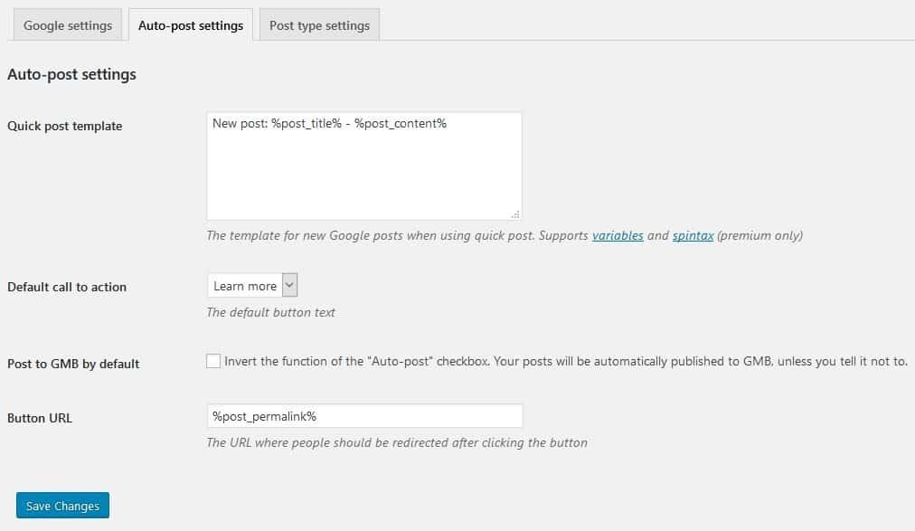 Set up your template and other auto-post options