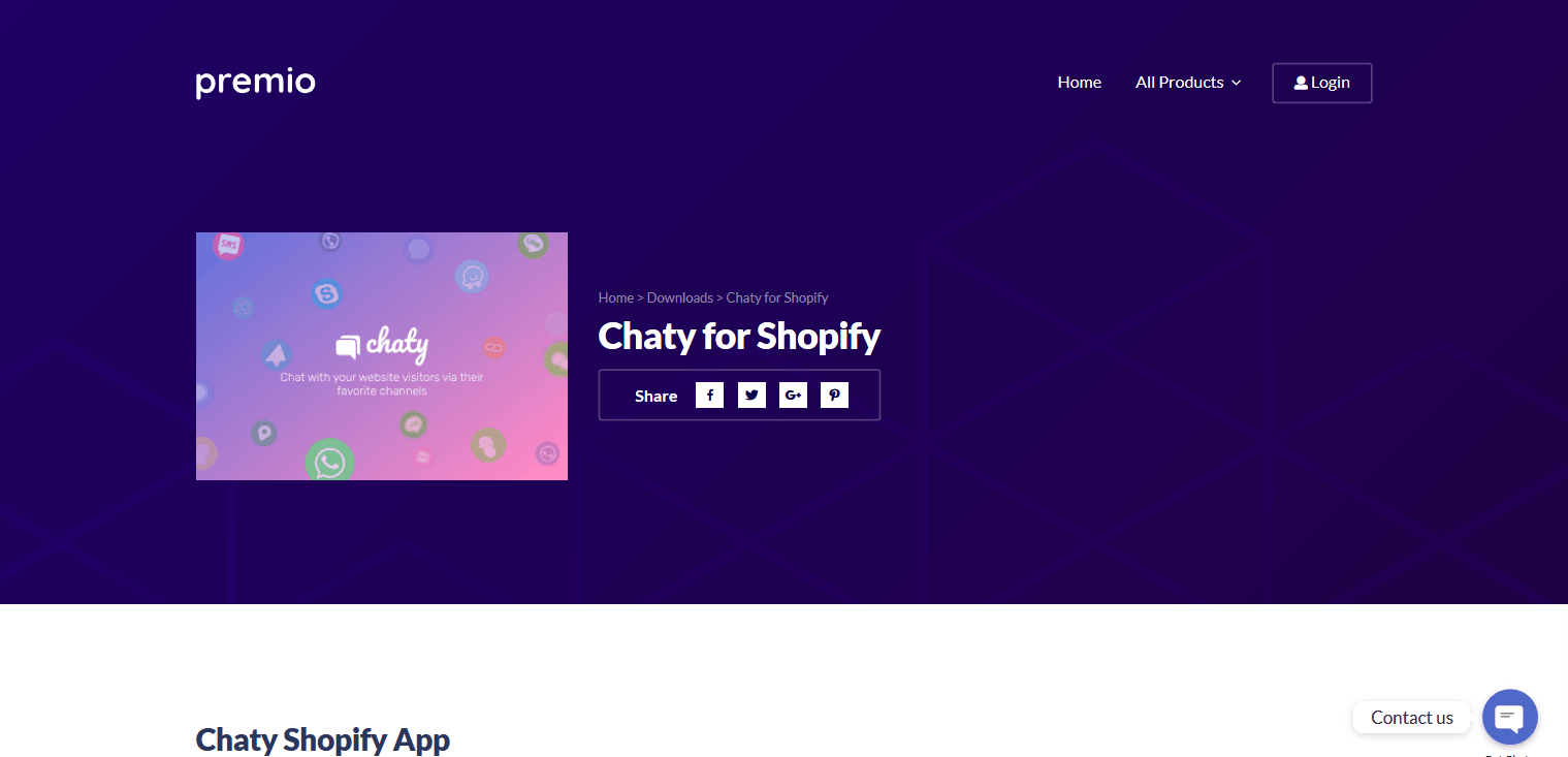 Chaty for Shopify Chaty Shopify App Premio