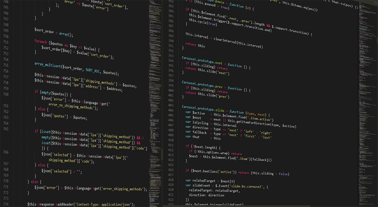 Programming lines connected to a website.