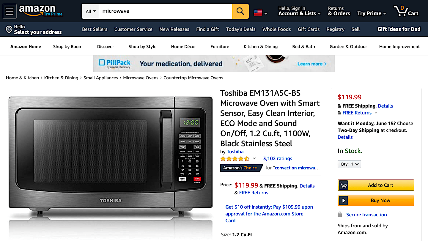 Amazon product page