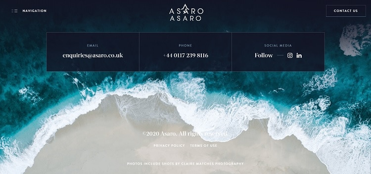 Asaro landing page