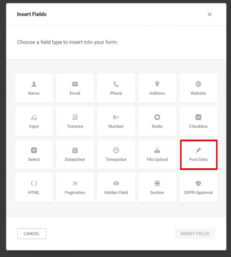 Forminator inserting post data field