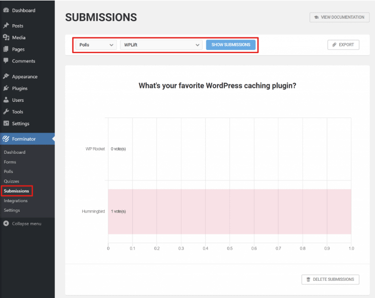 Forminator submissions overview