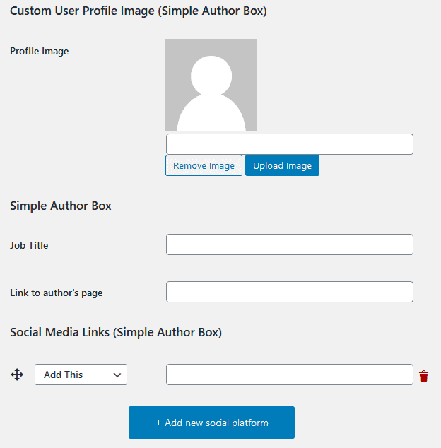 User profile setup