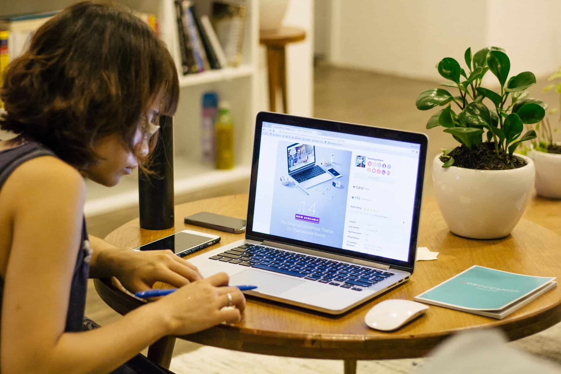 Woman using a laptop