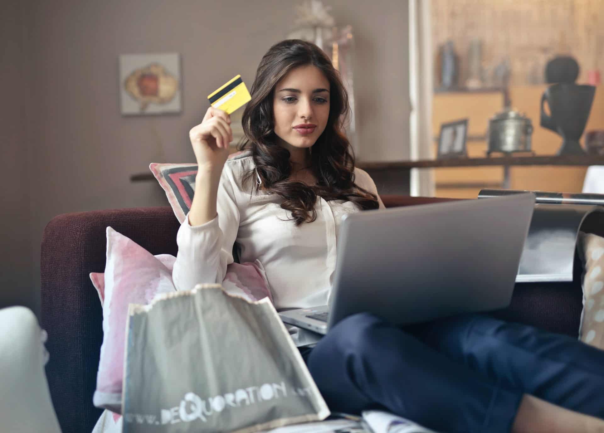 Woman holding credit card