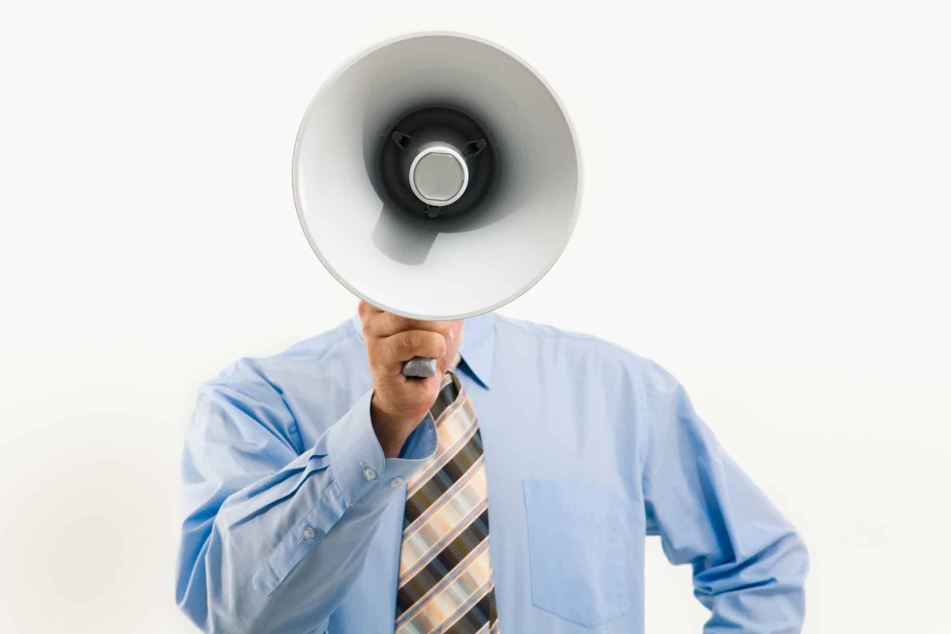 Man holding megaphone