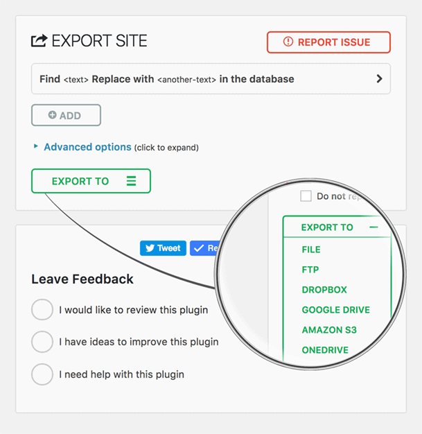 All-in-One WP Migration export