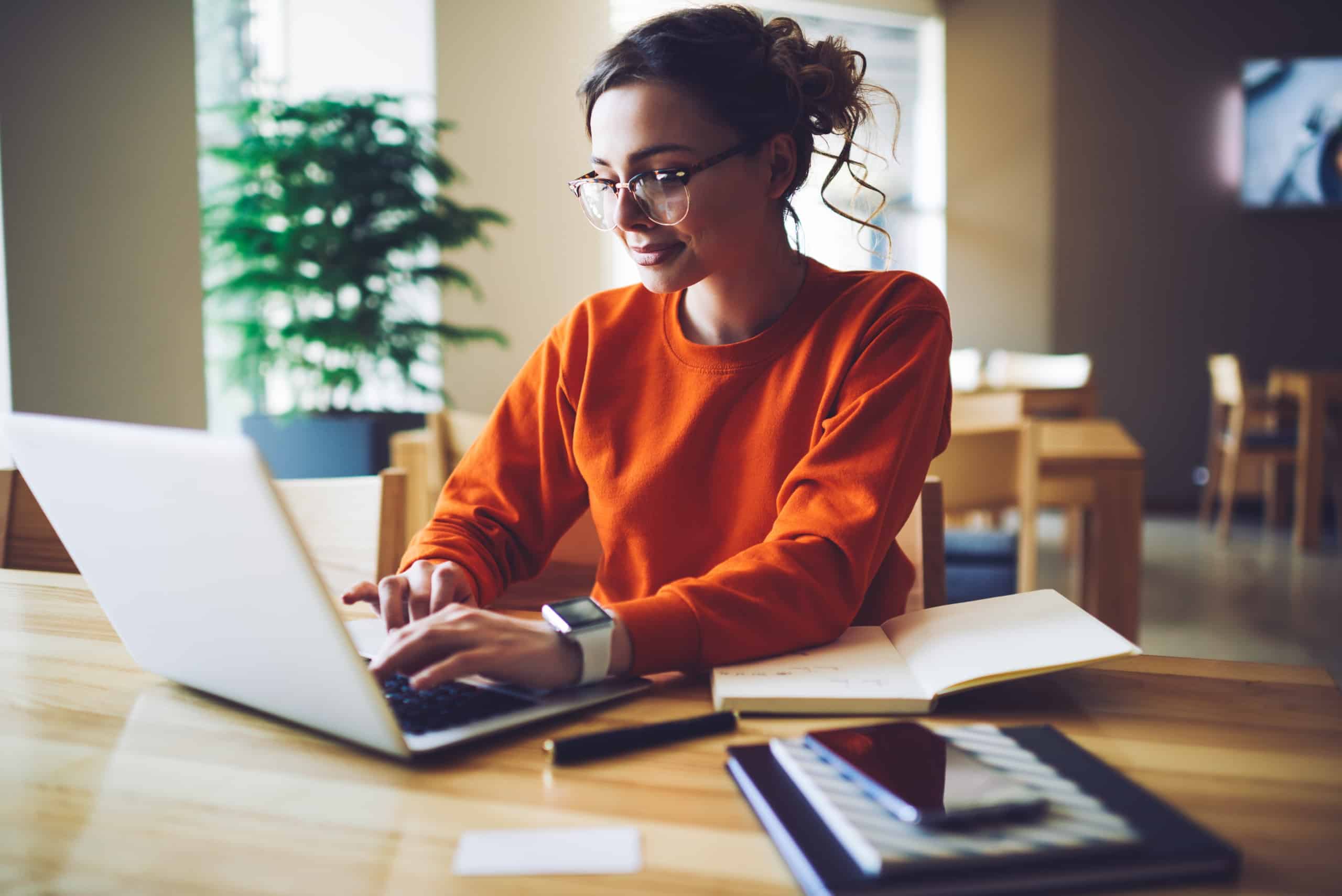 Woman doing research