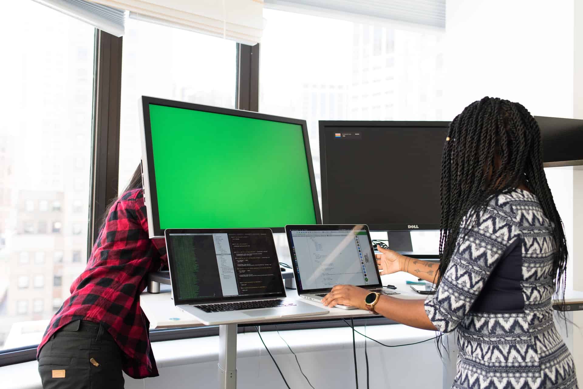 Woman fixing PC