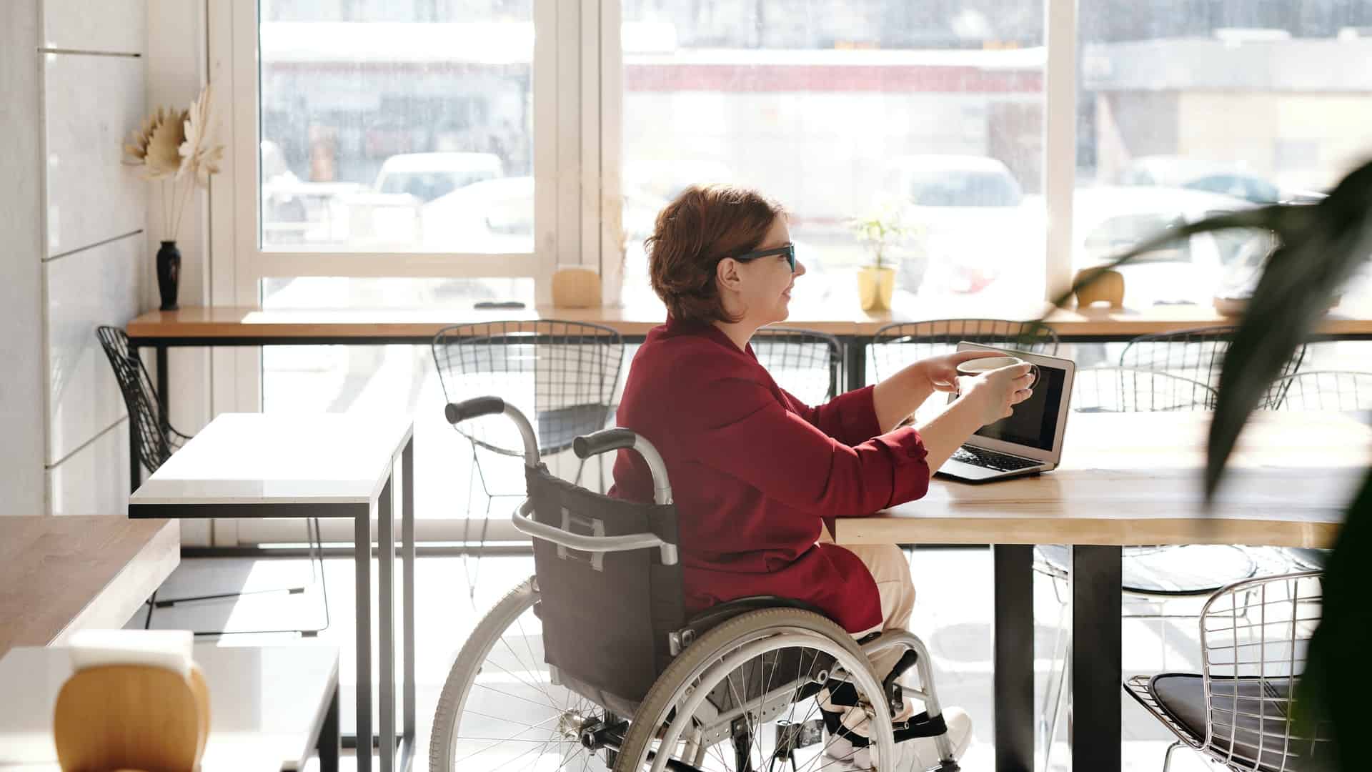 Disabled person using laptop