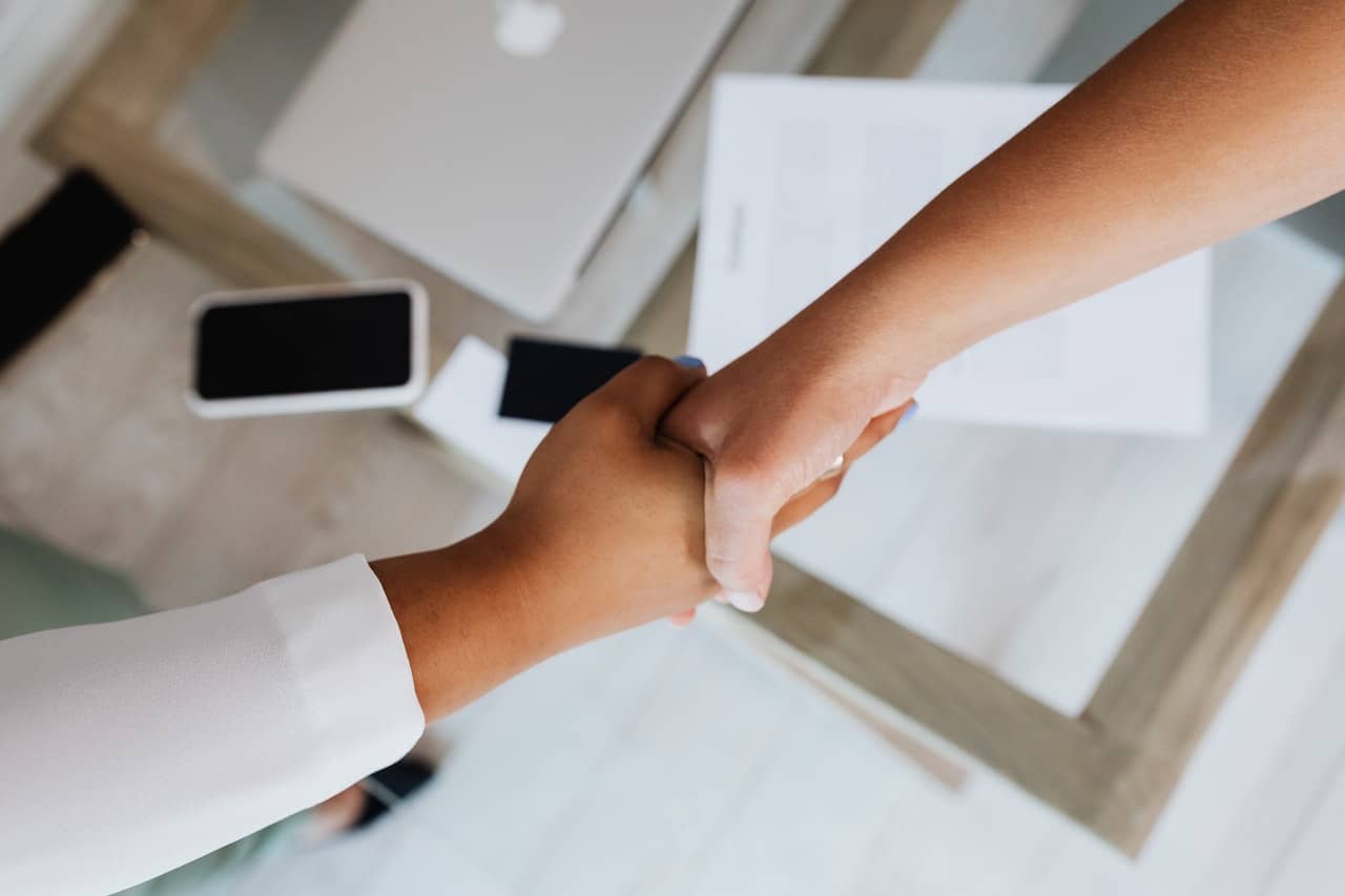 2 people shaking hands 