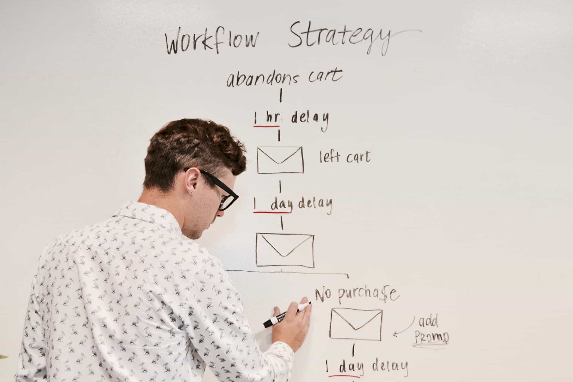 Man planning email marketing strategy