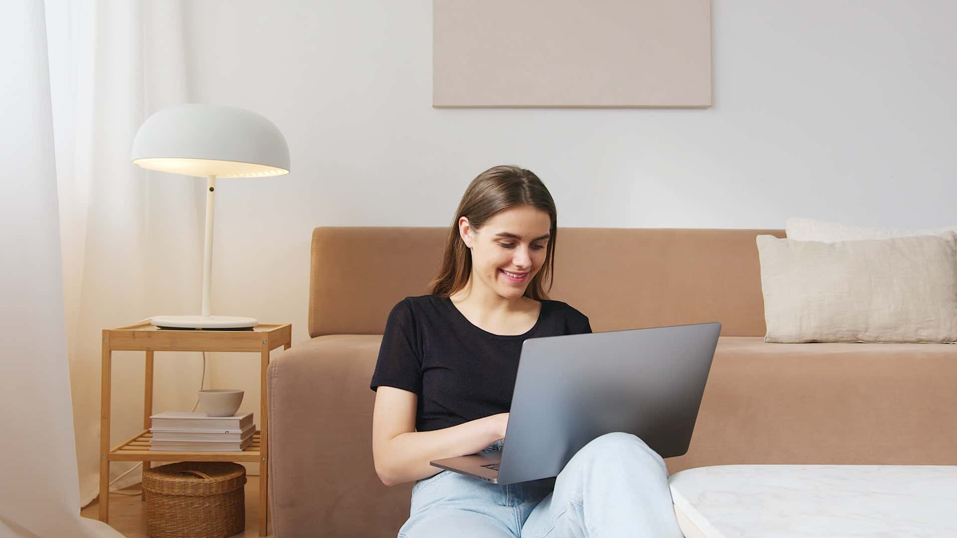 Young woman using laptop