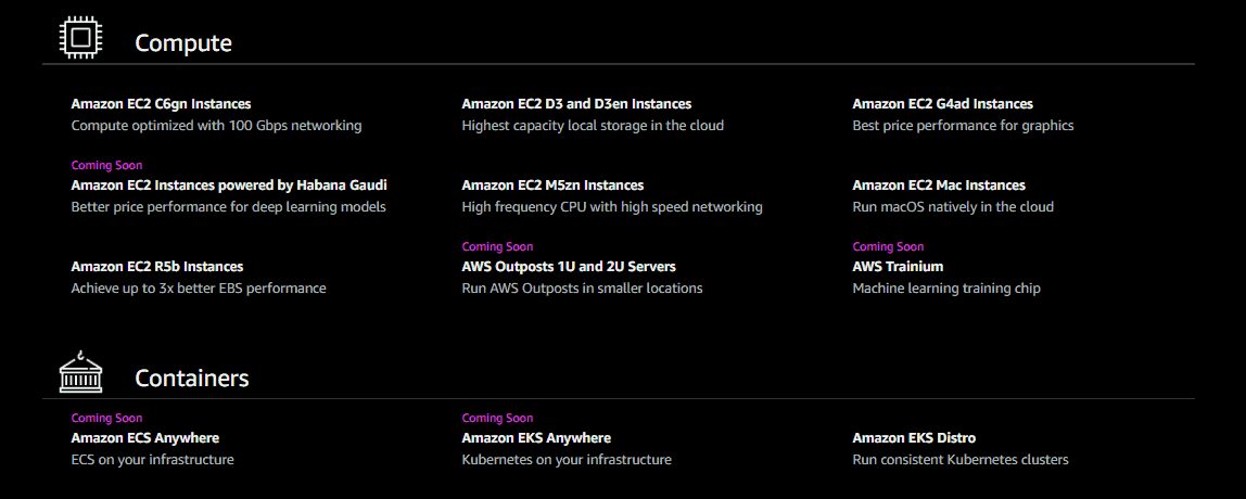 Amazon Web Services compute and containers