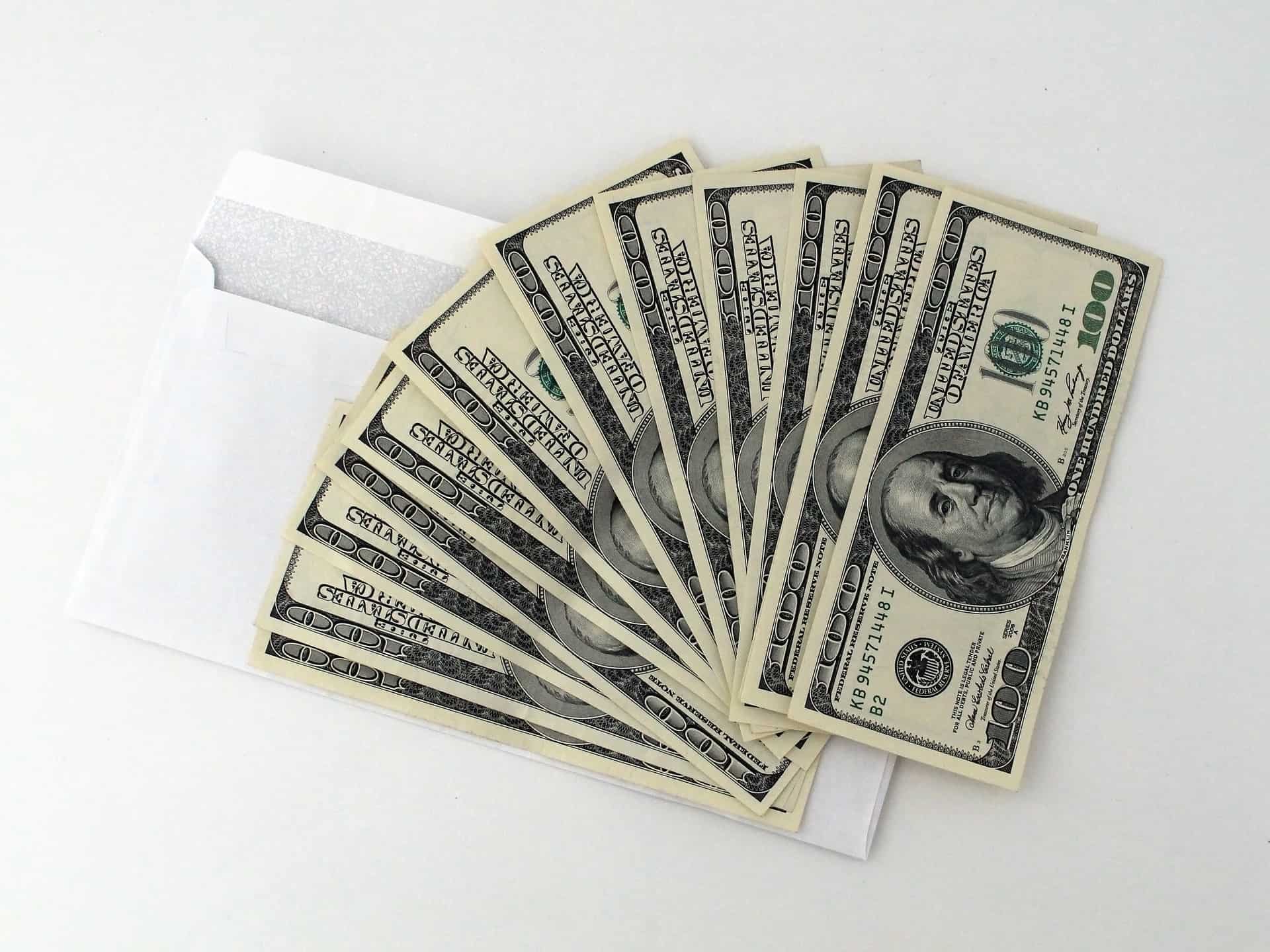 Dollars on envelope