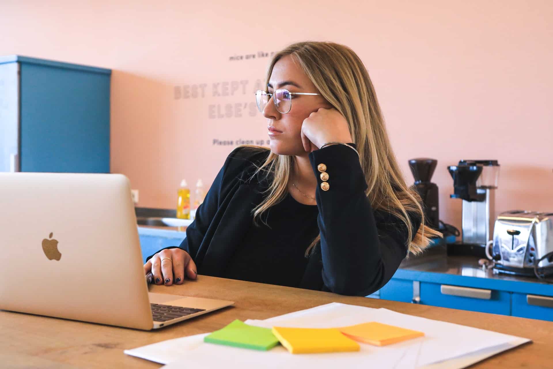 Woman studying with laptop