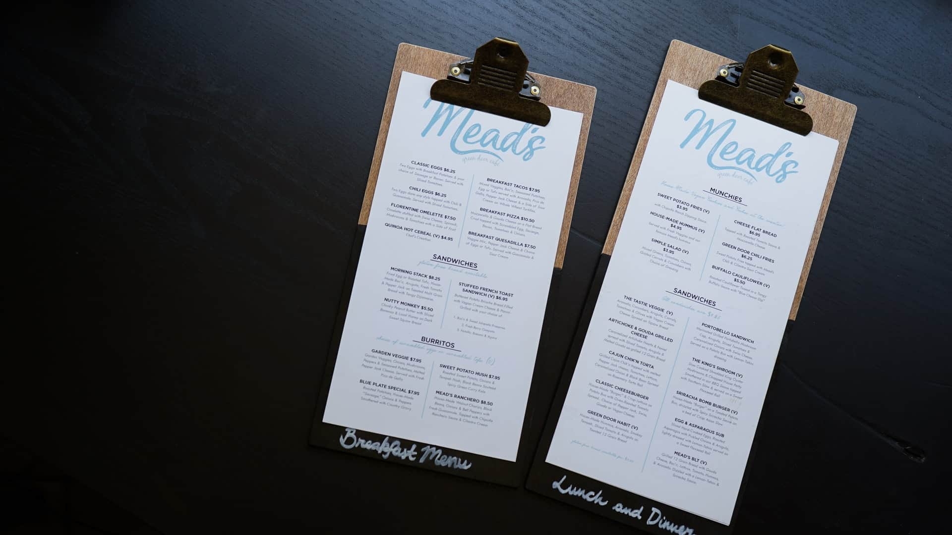 Menu on table