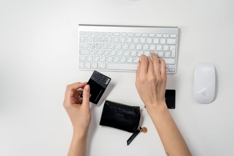 Person inserting credit card details
