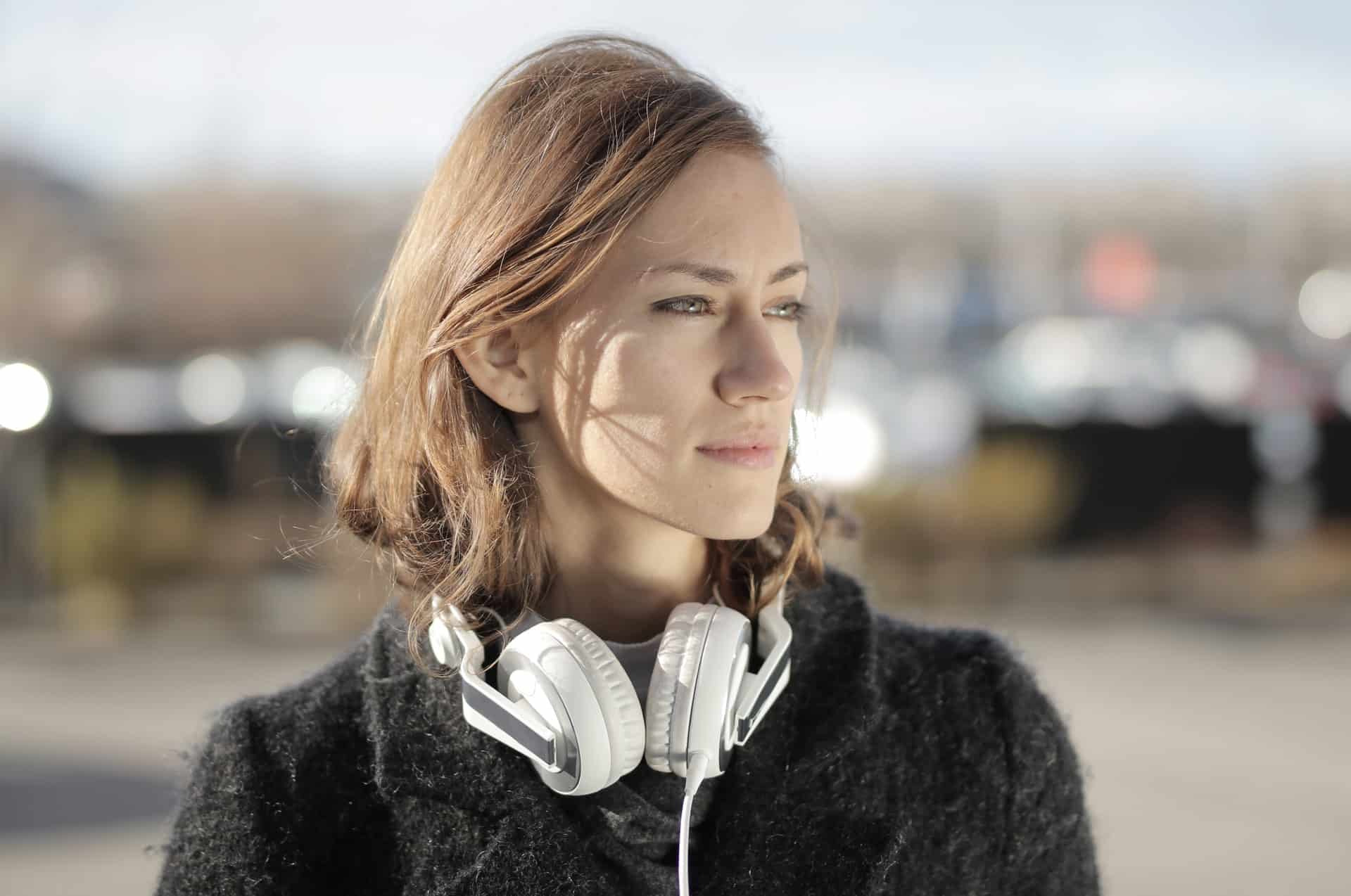 Woman using headphones