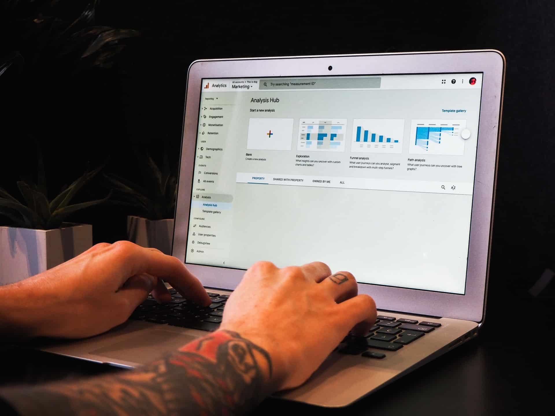 Person analyzing chart