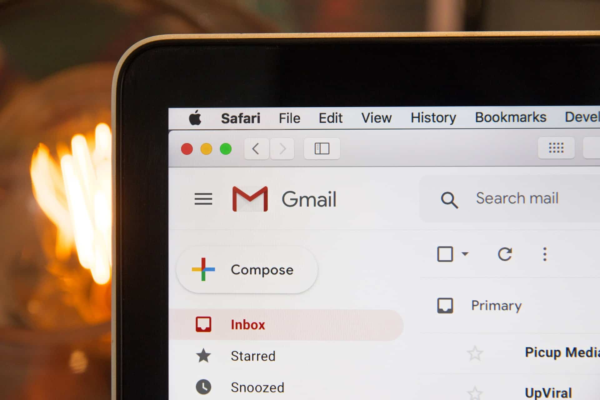 Laptop showing gmail inbox
