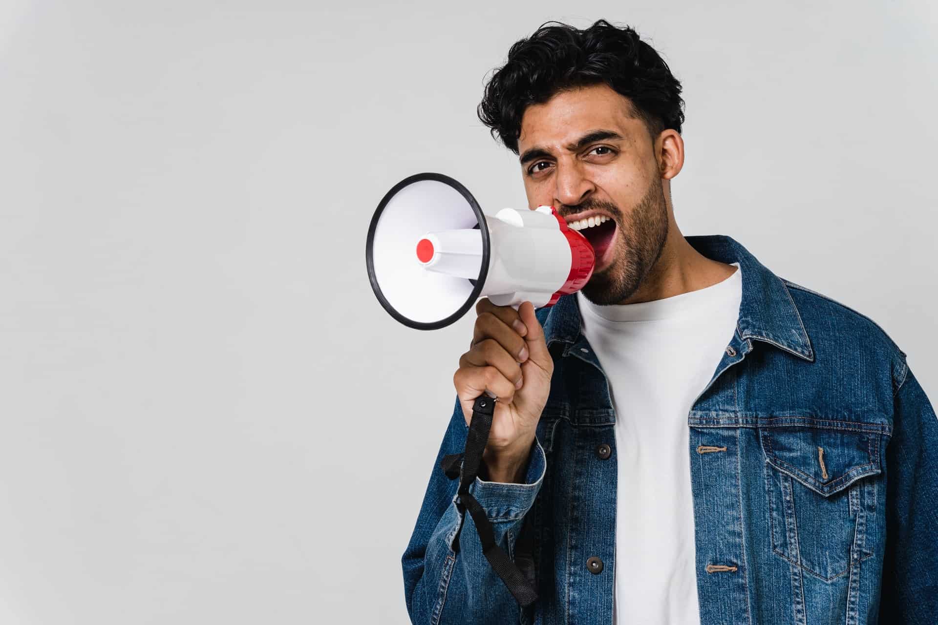 Man with megaphone