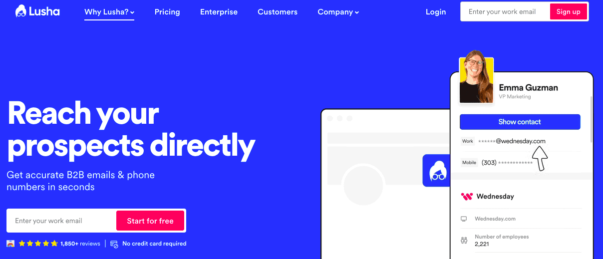 Lusha landing page