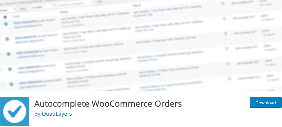 Autocomplete WooCommerce Orders