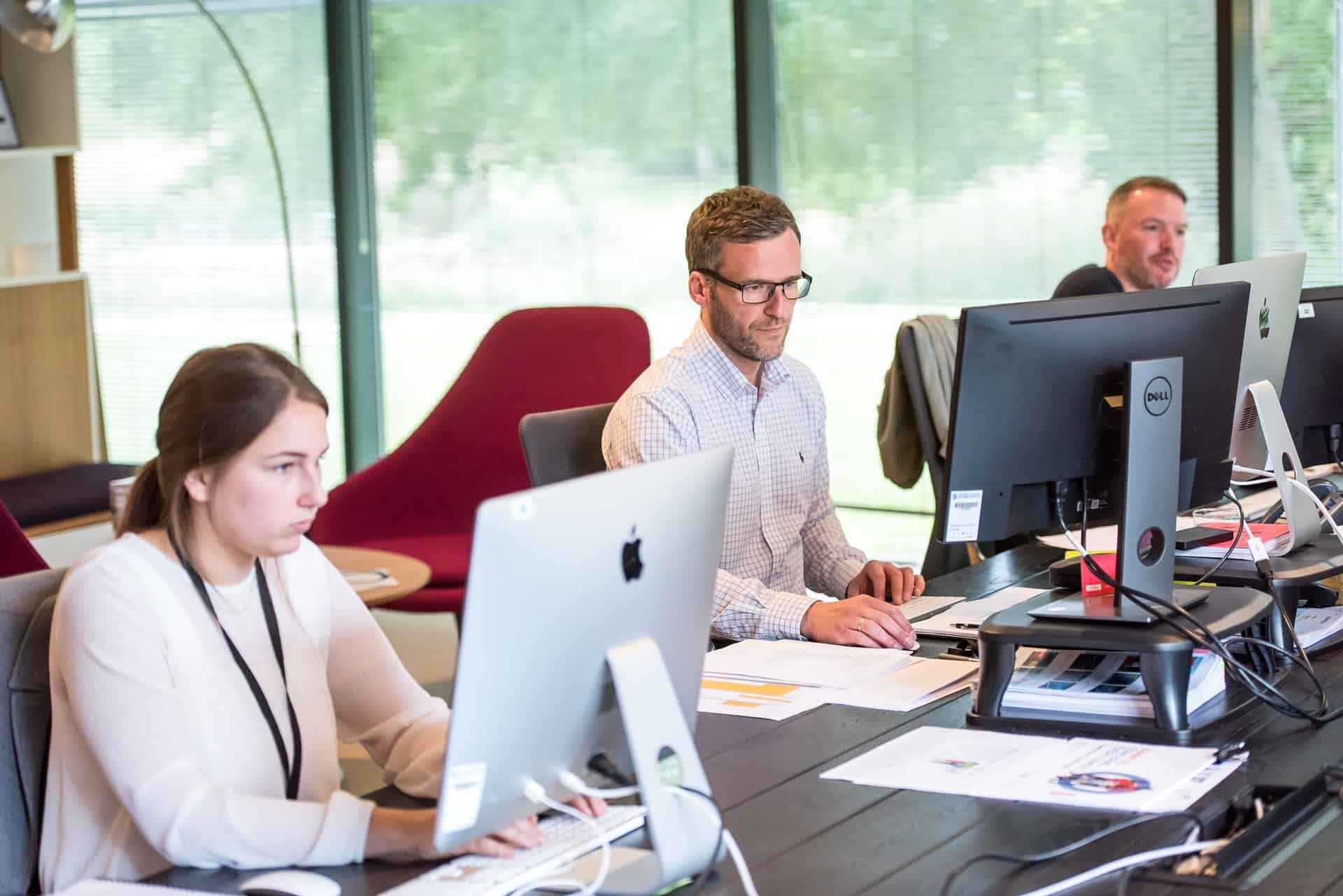 Colleagues working on computers